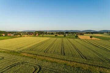 Fototapeta na wymiar Ortschaft in Deutschland aus der Luft