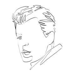 Abstract male face drawing with lines, quick sketch, fashion illustration, man beauty minimalist, vector illustration for t-shirt, print design, covers, web