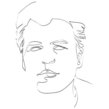 recommend clip art: Abstract male face drawing with lines, quick sketch, fashion illustration, man beauty minimalist, vector illustration for t-shirt, print design, covers, web