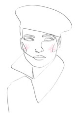 Abstract human face drawing with lines, quick sketch, fashion illustration, woman beauty minimalist, vector illustration for t-shirt, print design, covers, web