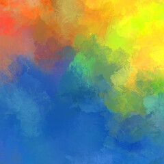 Wall art. Unique and creative illustration. Brush stroked painting. Abstract background of colorful brush strokes. Brushed vibrant wallpaper. Painted artistic creation.