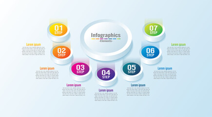 Fototapeta na wymiar Presentation business infographic elements circle colorful with 7 step