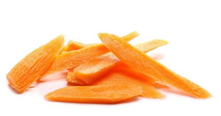 Chopped carrot slices isolated on white background