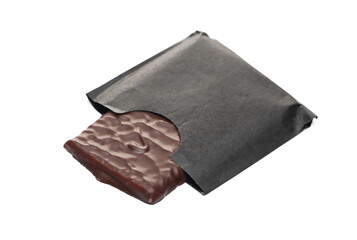 Chocolate with wrapper isolated on white background
