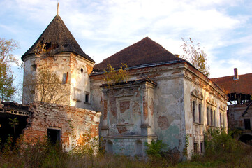 old castle in the town in the forest