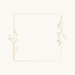 Golden botanical frame. Square borders. Vector isolated illustration. - 428134198