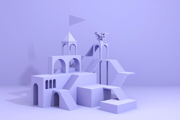 Geometric plane design, 3D rendering of the scene
