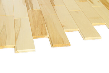 The surface of small dark dowel boards. Diagonal view from above.