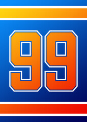Shining sport Jersey panel Number 99 Blue and Orange
