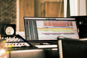 recording studio with computer