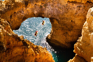 Two kayaks in an Algarve Cove