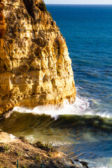 Rocky Algarve coast with waves