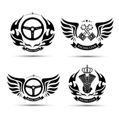 Vintage auto club symbol vector illustration