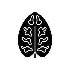 Dieffenbachia black glyph icon. Dumb cane plant leaf. Tropical flower. Common cause of allergic reaction. Allergy for plant. Silhouette symbol on white space. Vector isolated illustration