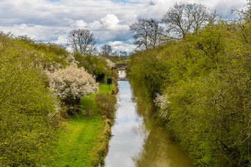 Fototapeta na wymiar A view from the Saddington tunnel along the Grand Union Canal near to Smeeton Westerby, UK on a Spring day