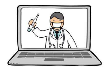 Arzt in Videokonferenz als Telemedizin Konzept