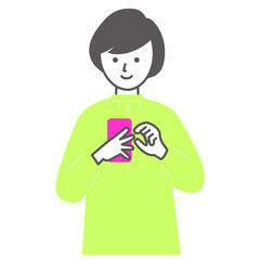 Vector illustration of a woman using a mobile phone