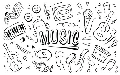 Music vector illustration. Doodle Drawing design concept