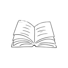 Hand-drawn book. Simple logo design for education, learning, reading.Art line, sketch style.Isolated.Vector