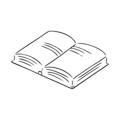 Hand-drawn book. Simple logo design for education, learning, reading.Art line, sketch style.Isolated.Vector