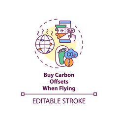 Buy carbon offsets when flying concept icon. Sustainable tour tips. Pay extra fee on top of flight cost idea thin line illustration. Vector isolated outline RGB color drawing. Editable stroke