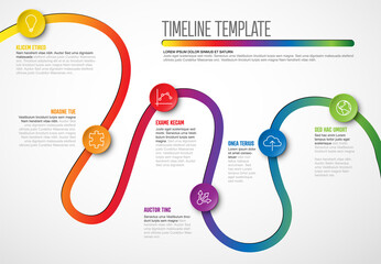 Vector Infographic Company Milestones curved Timeline Template