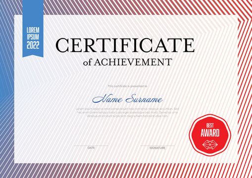 Modern blue red certificate template