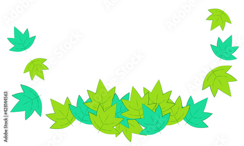 葉っぱで作ったフレームのイラスト012 Illustration Of A Frame Made Of Leaves 012 Wall Mural Cometiki