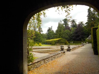 The spectacular Glamis Castle and gardens in summer, Scotland 