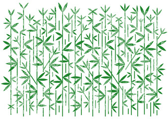 Bamboo background with dotted raster.
Stylized Decorative Illustration of green bamboo on white background.Vector available.