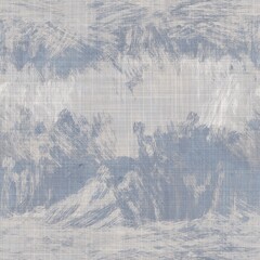 Seamless french farmhouse woven linen mottled texture. Ecru flax blue hemp fiber. Natural pattern background. Organic ticking fabric for kitchen towel material. Pinstripe material allover print - 428146738