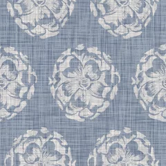 Foto op Plexiglas Landelijke stijl Naadloze Franse boerderij bloemen linnen gedrukte achtergrond. Provence blauw grijs patroon textuur. Shabby chique stijl geweven achtergrond. Textiel rustiek scandi all-over print effect. Motief van aquarelverf