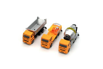 Obraz premium Construction toy cars isolated on white background.