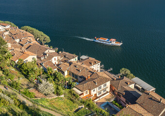 The picturesque village of Morcote in Ticino at the Lake Lugano is one of the most beautiful villages in Switzerland.