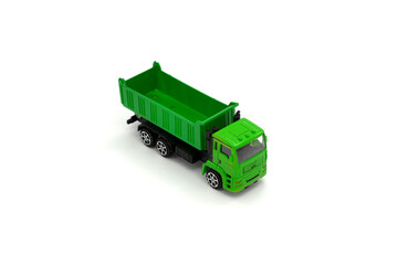 Model of toy dumper truck isolated on white.