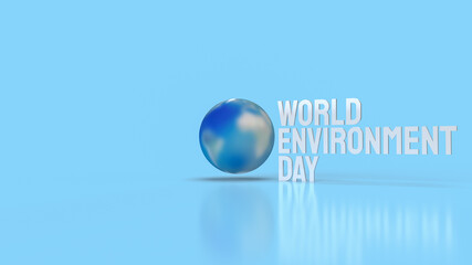 The earth and white word for world environment day concept 3d rendering