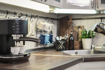 Coffeemaker  in interior of modern kitchen