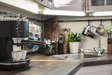 Coffeemaker  in interior of modern kitchen