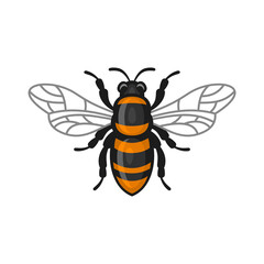Bee Icon. Bug Flat Style Logo on White Background. Vector