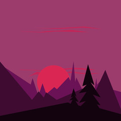 Illustration of mountains west graphic simple
