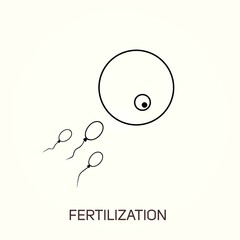 Fertilization process. Human sperm cell icon. Abstract icon goal, sperm vector icon, Vector sperm that runs towards the egg. Human fertilization.