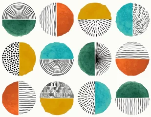 Tapeten Seamless pattern Of Doodle Creative minimalist Abstract art circle shape and Hand Drawn doodle Scribble Circle. Design elements or background for wall decoration, postcard, poster or brochure © Hulinska Yevheniia