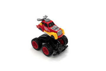 Big truck toy with big wheels, bigfoot, monster truck isolated.