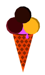 vector art illustration icon of icecreams, melting. Good for logo.