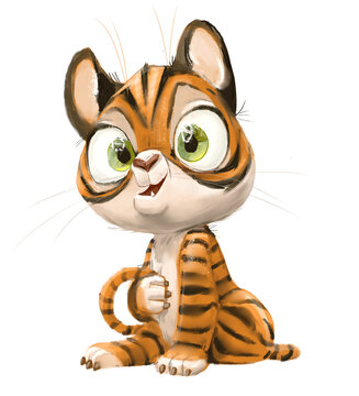 cute lovely little tiger cartoon character