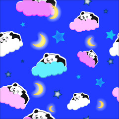 Sleeping panda bears, seamless pattern