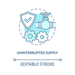 Uninterrupted supply concept icon. Energy security part idea thin line illustration. Supply-demand balance. Competitiveness. Vector isolated outline RGB color drawing. Editable stroke