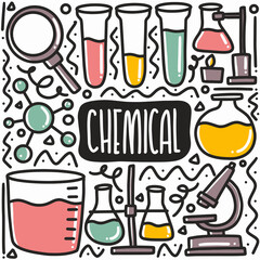 hand drawn chemical zat doodle set