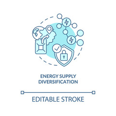 Energy supply diversification concept icon. Security strengthening idea thin line illustration. Risk management strategy. Competitive prices. Vector isolated outline RGB color drawing. Editable stroke