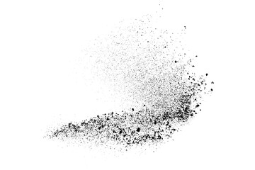 Black grainy texture isolated on white background. Dust overlay. Dark noise granules. Digitally generated image. Vector design elements. Illustration, Eps 10.